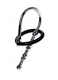 Серебристый уретральный плаг-бусины TOYFA Metal с мягким фиксириющим кольцом - ToyFa - купить с доставкой в Кемерово