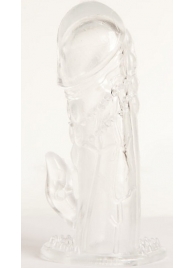 Прозрачная гелевая насадка с клиторальным отростком - 13 см. - Toyfa Basic - в Кемерово купить с доставкой