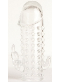 Гелевая прозрачная насадка с 2 отростками - 13 см. - Toyfa Basic - в Кемерово купить с доставкой