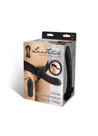 Чёрный полый страпон с вибрацией Unisex Vibrating Hollow Strap-On - 14 см. - Lux Fetish - купить с доставкой в Кемерово