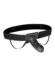 Чёрный полый страпон с вибрацией Unisex Vibrating Hollow Strap-On - 14 см. - Lux Fetish - купить с доставкой в Кемерово