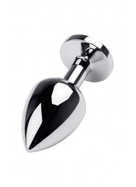 Серебристая коническая анальная пробка с красным кристаллом - 8 см. - ToyFa - купить с доставкой в Кемерово