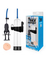 Прозрачная вакуумная вибропомпа Sex Expert с насадкой-вагиной - Sex Expert - в Кемерово купить с доставкой