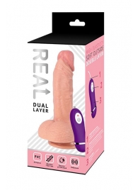 Телесный реалистичный вибратор REAL Dual Layer - 21,5 см. - Real