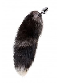 Серебристая металлическая анальная втулка с хвостом чернобурой лисы - размер S - ToyFa - купить с доставкой в Кемерово