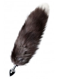 Серебристая металлическая анальная втулка с хвостом чернобурой лисы - размер S - ToyFa - купить с доставкой в Кемерово