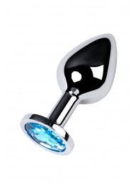 Серебристая конусовидная анальная пробка с голубым кристаллом - 8 см. - ToyFa - купить с доставкой в Кемерово