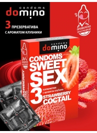 Презервативы для орального секса DOMINO Sweet Sex с ароматом клубничного коктейля  - 3 шт. - Domino - купить с доставкой в Кемерово