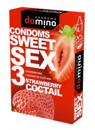 Презервативы для орального секса DOMINO Sweet Sex с ароматом клубничного коктейля  - 3 шт. - Domino - купить с доставкой в Кемерово