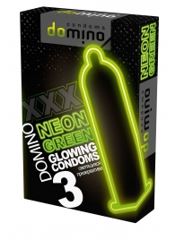 Презервативы DOMINO Neon Green со светящимся в темноте кончиком - 3 шт. - Domino - купить с доставкой в Кемерово