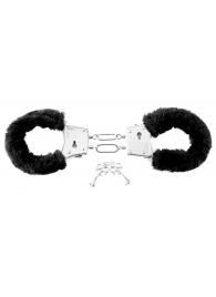 Меховые чёрные наручники Beginner s Furry Cuffs - Pipedream - купить с доставкой в Кемерово