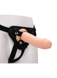 Черные трусики с телесной насадкой STRAP ON REAL DILDO - 21 см. - Dream Toys - купить с доставкой в Кемерово