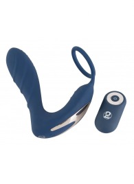 Синий вибростимулятор простаты с кольцом - 14,5 см. - Orion - в Кемерово купить с доставкой