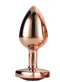 Золотистая анальная втулка с кристаллом-сердечком розового цвета - 7,1 см. - Dream Toys - купить с доставкой в Кемерово