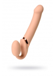 Телесный безремневой вибрострапон Vibrating Bendable Strap-On L - Strap-on-me - купить с доставкой в Кемерово