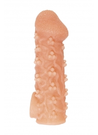 Телесная закрытая насадка с пучками шишечек Cock Sleeve Size S - 13,8 см. - KOKOS - в Кемерово купить с доставкой