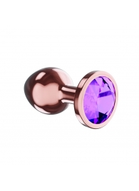 Пробка цвета розового золота с фиолетовым кристаллом Diamond Amethyst Shine S - 7,2 см. - Lola Games - купить с доставкой в Кемерово