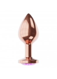 Пробка цвета розового золота с фиолетовым кристаллом Diamond Amethyst Shine S - 7,2 см. - Lola Games - купить с доставкой в Кемерово