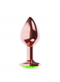 Пробка цвета розового золота с лаймовым кристаллом Diamond Emerald Shine S - 7,2 см. - Lola Games - купить с доставкой в Кемерово