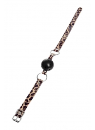 Черный кляп-шар на леопардовых ремешках Anonymo - ToyFa - купить с доставкой в Кемерово