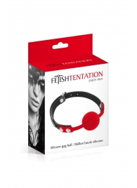 Красный кляп-шарик на черных ремешках - Fetish Tentation - купить с доставкой в Кемерово
