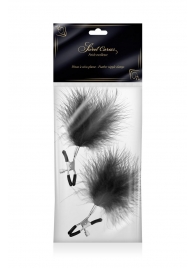 Зажимы на соски с черными пуховыми кисточками Sweet Caress Feather Nipple Clumps - Sweet Caress - купить с доставкой в Кемерово