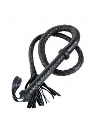 Длинный кожаный кнут с хлопушками на конце - ToyFa - купить с доставкой в Кемерово
