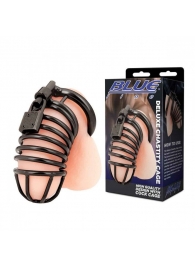 Черная металлическая клетка с замком Deluxe Chastity Cage - BlueLine - купить с доставкой в Кемерово