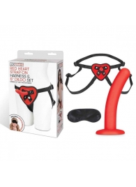 Красный поясной фаллоимитатор Red Heart Strap on Harness   5in Dildo Set - 12,25 см. - Lux Fetish - купить с доставкой в Кемерово