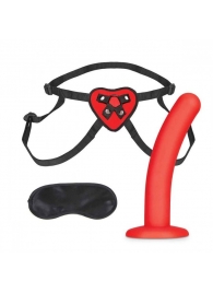 Красный поясной фаллоимитатор Red Heart Strap on Harness   5in Dildo Set - 12,25 см. - Lux Fetish - купить с доставкой в Кемерово