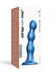 Голубая насадка Strap-On-Me Dildo Plug Balls size L - Strap-on-me - купить с доставкой в Кемерово