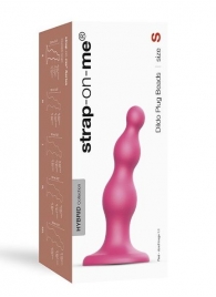 Розовая насадка Strap-On-Me Dildo Plug Beads size S - Strap-on-me - купить с доставкой в Кемерово