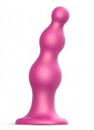 Розовая насадка Strap-On-Me Dildo Plug Beads size S - Strap-on-me - купить с доставкой в Кемерово