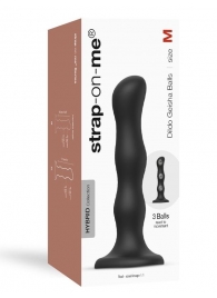 Черная насадка Strap-On-Me Dildo Geisha Balls size M - Strap-on-me - купить с доставкой в Кемерово