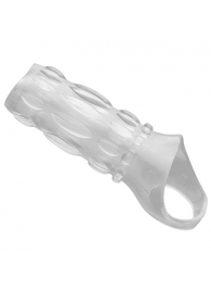 Насадка на пенис с кольцом для мошонки Clear Sensations Enhancer Sex Sleeve - 11,5 см. - XR Brands - в Кемерово купить с доставкой