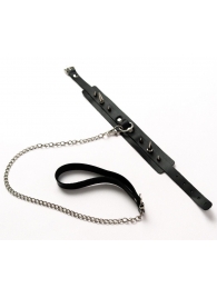 Черный ошейник с шипами и поводком - Crazy Handmade - купить с доставкой в Кемерово