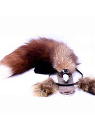 Игровой комплект: серебристая анальная пробка с пушистым хвостом и ободок-ушки - Crazy Handmade - купить с доставкой в Кемерово