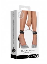 Черные поножи Diamond Studded Ankle Cuffs - Shots Media BV - купить с доставкой в Кемерово