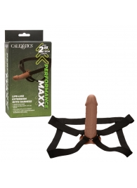 Коричневый фаллопротез Life-Like Extension with Harness - 17,75 см. - California Exotic Novelties - купить с доставкой в Кемерово