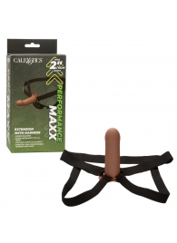 Коричневый фаллопротез из силикона Extension with Harness - 15,75 см. - California Exotic Novelties - купить с доставкой в Кемерово