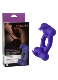 Фиолетовое эрекционное виброкольцо с двумя моторами Silicone Rechargeable Triple Orgasm Enhancer - California Exotic Novelties - в Кемерово купить с доставкой