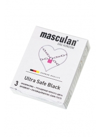 Ультрапрочные презервативы Masculan Ultra Safe Black - 3 шт. - Masculan - купить с доставкой в Кемерово