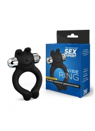 Черное силиконовое эрекционное виброкольцо Sex Expert - Sex Expert - в Кемерово купить с доставкой