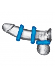 Комплект из трех голубых эрекционных колец 3-Pack Ribbed Rider Cock Ring Set - BlueLine - в Кемерово купить с доставкой