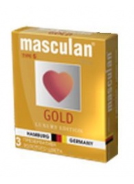 Презервативы Masculan Ultra Gold с золотым напылением и ароматом ванили - 3 шт. - Masculan - купить с доставкой в Кемерово