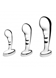 Набор из 3 стальных стимуляторов простаты Stainless Steel P-spot Training Set - b-Vibe - в Кемерово купить с доставкой