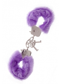 Фиолетовые меховые наручники METAL HANDCUFF WITH PLUSH LAVENDER - Dream Toys - купить с доставкой в Кемерово