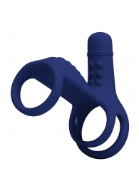 Синяя вибронасадка на пенис Vibrating Penis Sling - Baile - в Кемерово купить с доставкой