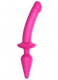 Ярко-розовый двусторонний фаллоимитатор Switch Plug-In Semi-Realistic Size L - Strap-on-me купить с доставкой в интернет-магазине Orgasmix в Кемерово Ярко-розовый двусторонний фаллоимитатор Switch Plug-In Semi-Realistic Size L - Strap-on-me