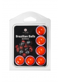 Набор из 6 шариков с массажным маслом Brazilian Balls с ароматом ягод - Secret Play - купить с доставкой в Кемерово